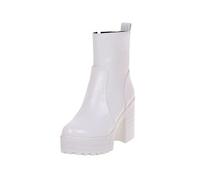 KUIH Womens Boots 2024 Clearance,Platform Leather Booties Winter Boots for Womens Waterproof Solid Ladies Boots Black Ankle Booties for Ladies Mid Calf Cowboy Boots Plus Size 2.5-7.5