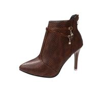 KUIH Womens Boots 2024 Clearance, Thigh High Heel Boots Side Zipper Steel Toe Wide Calf Ankle Boots Leather Elegant Ladies Work Office Shoes Cowboy Boot Ladies Leather Working Booties Plus Size 3-7