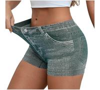 KUIH Womens Denim Yoga Shorts UK SolidHigh Waisted Stretchy Hot Pants Mini Short Leggings Boyshorts Gym Athletic Pants with Pockets Summer Vacation Outfits Safety Boxer Shorts Underwear