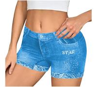 KUIH Womens Denim Yoga Shorts UK SolidHigh Waisted Stretchy Hot Pants Mini Short Leggings Boyshorts Gym Athletic Pants with Pockets Summer Vacation Outfits Safety Boxer Shorts Underwear