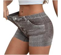 KUIH Womens Denim Yoga Shorts UK SolidHigh Waisted Stretchy Hot Pants Mini Short Leggings Boyshorts Gym Athletic Pants with Pockets Summer Vacation Outfits Safety Boxer Shorts Underwear