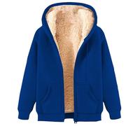 KUIH Women's Fleece Hooded Sweatshirts & Jackets - Warm Teddy Fleece Jacket, Size 12