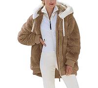 KUIH Womens Fluffy Jackets Hooded Winter Coats Plus Size Fleece Hoodies Long Sleeve Full Zip Jacket Ladies Sweater Tops Oversized Pullover Jumpers Warm Loose Fall Warm Outwear Casual Hoody