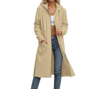 KUIH Women's Hoodies Longline Zip Up Hoodie Women Long Cardigan Trench Coat Full Zip Long Sleeve Jacket Winter Coats Plus Size Loose Hoody Pullover Hoodie Ladies Long Sweatshirt with Pockets Beige