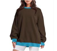 KUIH Womens Jumper Oversized Sweatshirt Crew Neck Long Sleeve Sweatshirt Pullover Tops Ladies Baggy Jumpers Plain Autumn Loose Tops Plus Size Longline Slouchy Tunics Y2K Teen Preppy Clothes