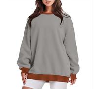 KUIH Womens Jumper Oversized Sweatshirt Crew Neck Long Sleeve Sweatshirt Pullover Tops Ladies Baggy Jumpers Plain Autumn Loose Tops Plus Size Longline Slouchy Tunics Y2K Teen Preppy Clothes