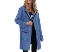 KUIH Womens Long Hoodies Zip Up Longline Hoodie Fleece Lined Jacket Autumn Winter Cardigan Ladies Sweatshirt Jacket Hooded Coat Warm Casual Outerwear Loose Trench Coats Hoody with Pockets