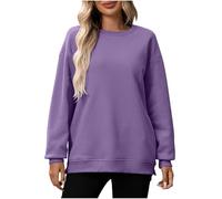 KUIH Womens Oversized Sweatshirt Fleece Crewneck Pullover Sweater Ladies Jumper Basic Loose Casual Sweat Tops Solid Color Warm Top Autumn Winter Longline Sweatshirts for Women UK Plus Size