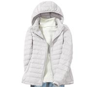 KUIH Womens Puffer Coats with Hood Winter Bubble Jacket Lightweight Down Jacket Ladies Quilted Padded Coats Hooded Tops Windproof Padded Overcoat Bubble Outwear with Pockets Outdoor Ski Hiking