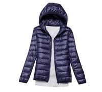 KUIH Womens Puffer Coats with Hood Winter Bubble Jacket Lightweight Down Jacket Ladies Quilted Padded Coats Hooded Tops Windproof Padded Overcoat Bubble Outwear with Pockets Outdoor Ski Hiking
