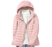 KUIH Womens Puffer Coats with Hood Winter Bubble Jacket Lightweight Down Jacket Ladies Quilted Padded Coats Hooded Tops Windproof Padded Overcoat Bubble Outwear with Pockets Outdoor Ski Hiking