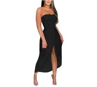 KUIH Women's Summer Strapless Bandeau Dress With Side Slit - Elegant Beach Wrap for Cocktail, Evening Party, Bridesmaid, Wedding Guest, Holiday
