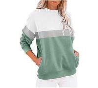KUIH Womens Sweatshirt Loose Casual Pullover Tunic Tops with Pockets Color Block Jumper Long Sleeve Top Classic Ladies Sweaters Spring Autumn T Shirts Warm Cosy Tops for Women Lady Teen