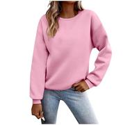 KUIH Women's Sweatshirts Lightweight Fleece Top Cosy Causal Crewneck Long Sleeve Pullover Jumpers Ladies Sweaters Solid Dressy Long Sleeve Tunic Tops Autumn Winter Jumpers for Women UK Pink