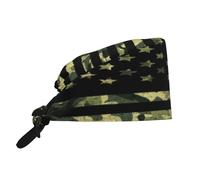 Kuilepa American Flag Camo Print Working Caps With Sweatband Adjustable Working Hats Elastic Scrub Hats Nurse Scrub Cap Nurse Hats
