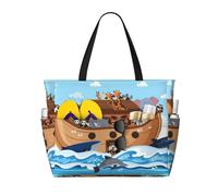 Kuilepa Animals On Noah'S Ark Print Beach Pool Bags Tote For Women Ladies Large Gym Tote Carry On Bag For Weekender Travel Waterproof
