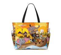 Kuilepa Animals On Noah'S Ark1 Print Beach Pool Bags Tote For Women Ladies Large Gym Tote Carry On Bag For Weekender Travel Waterproof
