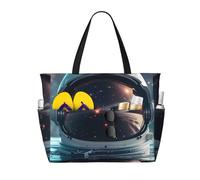 Kuilepa Astronaut Helmet Reflections Print Beach Pool Bags Tote For Women Ladies Large Gym Tote Carry On Bag For Weekender Travel Waterproof