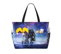 Kuilepa Astronauts Start Running Print Beach Pool Bags Tote For Women Ladies Large Gym Tote Carry On Bag For Weekender Travel Waterproof