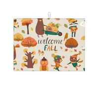 Kuilepa Autumn In The Forest Print Dish Drying Mat For Kitchen Counter Drying Mats Microfiber Kitchen Countertop Protector Dishes Pad Large18x24 Inch