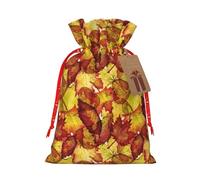 Kuilepa Autumn Mosaic Maple Leaves Print Linen Burlap Bags With Gift Tags,Gift Bags Wedding Party,Christmas Birthday Presents For Party Home Supplies