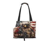 Kuilepa Bald Eagle Soldier Print Dog Carrier for Small Dogs,Soft Sided Pet Carrier Bag with Pockets,Portable Medium Dog Puppy Large Cat Travel Handbag Tote for Hiking Traveling Outdoor