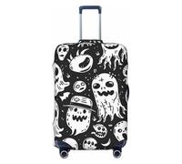 Kuilepa Black White Spooky Ghosts Print Luggage Covers For Suitcase,Elastic Washable & Stretchable Suitcase Covers For Luggage, Anti-Scratch - Fits 18-32 Inch Luggage-No Luggage Included, Black, XL