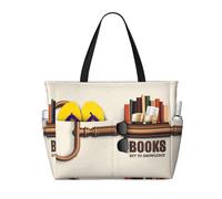 Kuilepa Books Key To Knowledge Print Beach Pool Bags Tote For Women Ladies Large Gym Tote Carry On Bag For Weekender Travel Waterproof