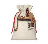 Kuilepa Books Key To Knowledge Print Linen Burlap Bags With Gift Tags,Gift Bags Wedding Party,Christmas Birthday Presents For Party Home Supplies