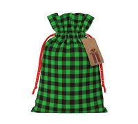 Kuilepa Buffalo Plaid Green Black Print Linen Burlap Bags With Gift Tags,Gift Bags Wedding Party,Christmas Birthday Presents For Party Home Supplies