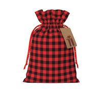 Kuilepa Buffalo Plaid Red Black Print Linen Burlap Bags With Gift Tags,Gift Bags Wedding Party,Christmas Birthday Presents For Party Home Supplies