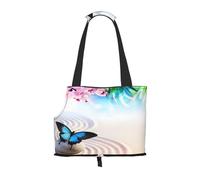Kuilepa Butterfly in Blossoms Zen Print Dog Carrier for Small Dogs,Soft Sided Pet Carrier Bag with Pockets,Portable Medium Dog Puppy Large Cat Travel Handbag Tote for Hiking Traveling Outdoor