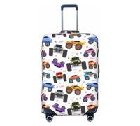 Kuilepa Cartoon Monster Trucks1 Print Luggage Covers For Suitcase,Elastic Washable & Stretchable Suitcase Covers For Luggage, Anti-Scratch - Fits 18-32 Inch Luggage-No Luggage Included, Black, XL