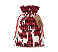 Kuilepa Christmas Buffalo Plaid Print Linen Burlap Bags With Gift Tags,Gift Bags Wedding Party,Christmas Birthday Presents For Party Home Supplies