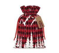 Kuilepa Christmas Tree Buffalo Plaid Print Linen Burlap Bags With Gift Tags,Gift Bags Wedding Party,Christmas Birthday Presents For Party Home Supplies