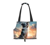 Kuilepa Cloud Border Collie Print Dog Carrier for Small Dogs,Soft Sided Pet Carrier Bag with Pockets,Portable Medium Dog Puppy Large Cat Travel Handbag Tote for Hiking Traveling Outdoor