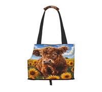 Kuilepa Cloud Sky Sunflower Cow Print Dog Carrier for Small Dogs,Soft Sided Pet Carrier Bag with Pockets,Portable Medium Dog Puppy Large Cat Travel Handbag Tote for Hiking Traveling Outdoor