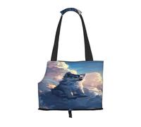 Kuilepa Cloud Wolf Print Dog Carrier for Small Dogs,Soft Sided Pet Carrier Bag with Pockets,Portable Medium Dog Puppy Large Cat Travel Handbag Tote for Hiking Traveling Outdoor