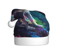 Kuilepa Colorful Plant Wolf Print Christmas Hat,Santa Hat,Xmas Holiday Hat For Adults,Thickened Santa Hats For Christmas New Year Holiday Party Supplies