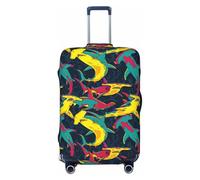 Kuilepa Colorful Sharks Print Luggage Covers For Suitcase,Elastic Washable & Stretchable Suitcase Covers For Luggage, Anti-Scratch - Fits 18-32 Inch Luggage-No Luggage Included, Black, L