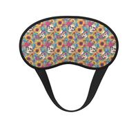 Kuilepa Colorful Skull Sunflower Print Sleep Eye Mask for Men Women,Light Blocking Night Blindfold,Soft Eye Shade Cover for Travel
