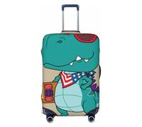 Kuilepa Cool Dino Playing Skateboard Print Luggage Covers For Suitcase,Elastic Washable & Stretchable Suitcase Covers For Luggage, Anti-Scratch - Fits 18-32 Inch Luggage-No Luggage Included, Black