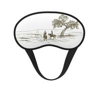 Kuilepa Cowboys Riding A Horse Near A Tree Print Sleep Eye Mask for Men Women,Light Blocking Night Blindfold,Soft Eye Shade Cover for Travel