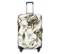 Kuilepa Cows Grazing On Meadow Print Luggage Covers For Suitcase,Elastic Washable & Stretchable Suitcase Covers For Luggage, Anti-Scratch - Fits 18-32 Inch Luggage-No Luggage Included, Black, L