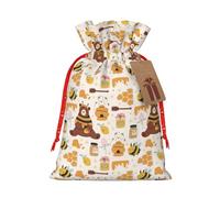 Kuilepa Cute Bee Honey Jar Hive Bear Print Linen Burlap Bags With Gift Tags,Gift Bags Wedding Party,Christmas Birthday Presents For Party Home Supplies