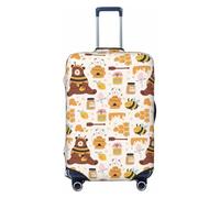 Kuilepa Cute Bee Honey Jar Hive Bear Print Luggage Covers For Suitcase,Elastic Washable & Stretchable Suitcase Covers For Luggage, Anti-Scratch - Fits 18-32 Inch Luggage-No Luggage Included, Black, S