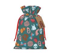 Kuilepa Cute Skull Organ Print Linen Burlap Bags With Gift Tags,Gift Bags Wedding Party,Christmas Birthday Presents For Party Home Supplies