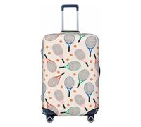 Kuilepa Cute Tennis Racket Print Luggage Covers For Suitcase,Elastic Washable & Stretchable Suitcase Covers For Luggage, Anti-Scratch - Fits 18-32 Inch Luggage-No Luggage Included, Black, S