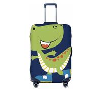 Kuilepa Dino Playing Roller Skate Print Luggage Covers For Suitcase,Elastic Washable & Stretchable Suitcase Covers For Luggage, Anti-Scratch - Fits 18-32 Inch Luggage-No Luggage Included, Black, L