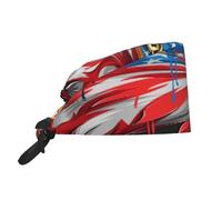 Kuilepa Eagle Head With American Flag Print Working Caps With Sweatband Adjustable Working Hats Elastic Scrub Hats Nurse Scrub Cap Nurse Hats